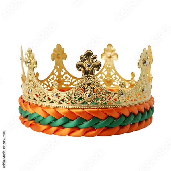 Obraz Golden Crown with Orange and Green Band transparent background