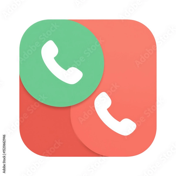 Fototapeta Illustration of two phone icons one green and one red overlapping on a white background design