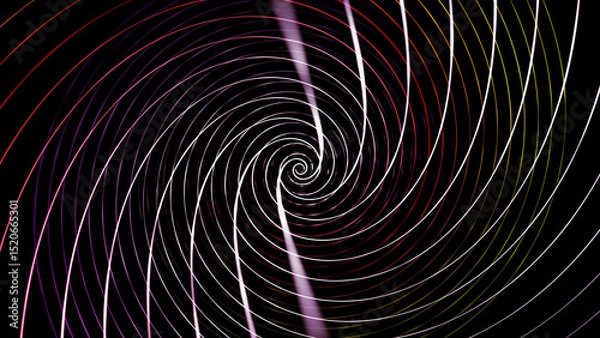 Obraz Abstract colorful curve endless spiral lines on black illustration background.