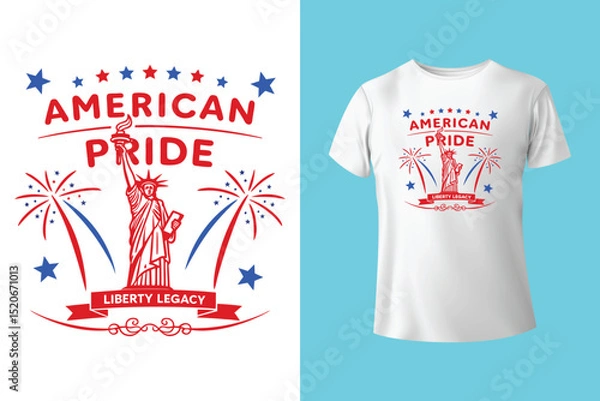 Fototapeta Fourth of July Independence Day America T shirt Design Vector Illustration. Happy Independence day USA 4 th July in United States of America. Vector illustration. EPS 10