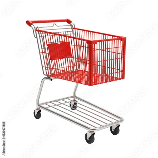 Obraz Red Shopping Cart on White Background transparent background