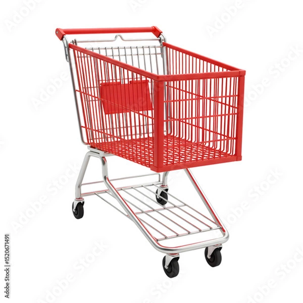 Obraz Red Shopping Cart on White Background transparent background
