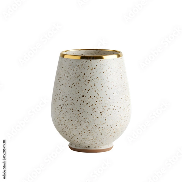 Obraz Elegant Speckled Ceramic Cup with Gold Rim transparent background
