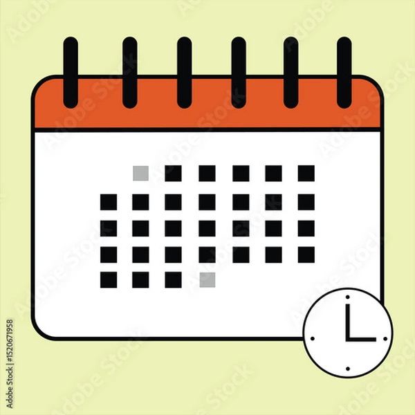 Fototapeta Colorful Calendar icon. Highlighted day on the calendar. Flat vector illustration for copy space.