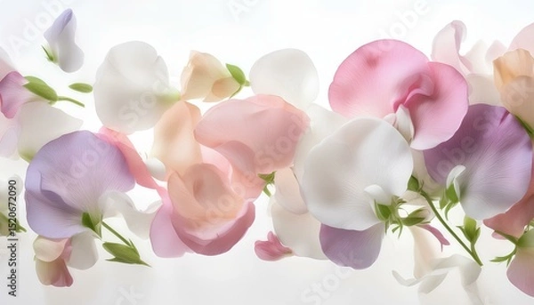 Fototapeta pastel color orchid petals on white background