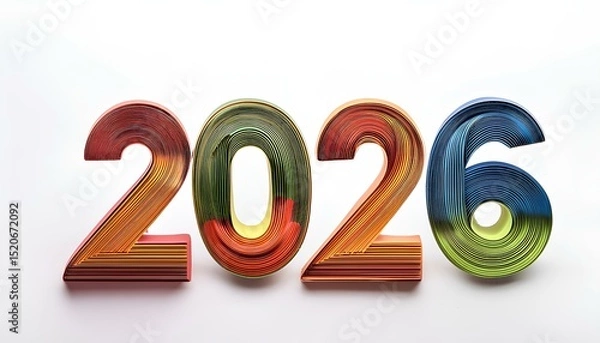 Fototapeta Happy new year 2026 isolated on white background