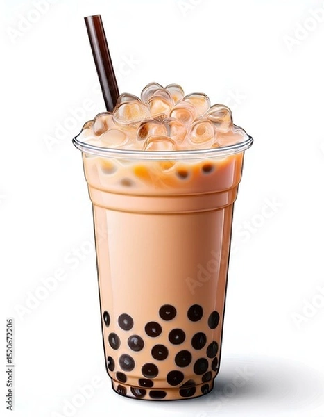 Fototapeta glass of coffee milk tea bubble isolated on white background