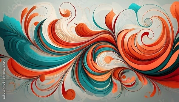 Fototapeta abstract background with orange, teal and white swirls