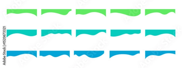 Fototapeta A set of abstract modern wavy divider shapes. Top different wave bends for the page title, banner, website, application, vector illustration. Graphic design elements for frame, background, poster