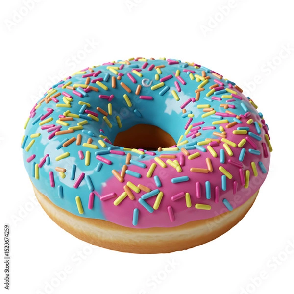Obraz PastelIced Donut with Rainbow Sprinkles transparent background