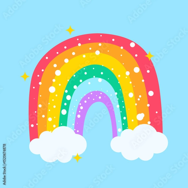Obraz Magical Rainbow Arch with Sparkling Stars and Fluffy Clouds Evoking Pride and Unity