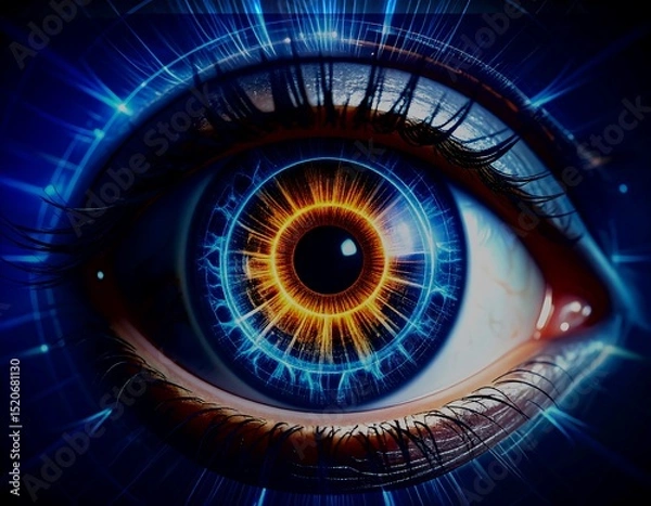 Fototapeta Close-up of a stylized eye with futuristic design