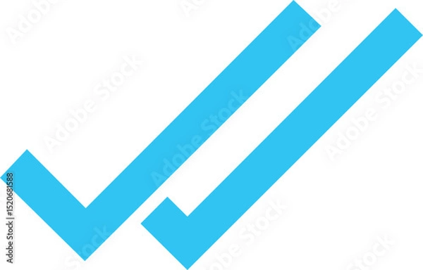 Fototapeta blue check mark on white background simple clean minimalist bright blue check mark bold graphic lines flat design