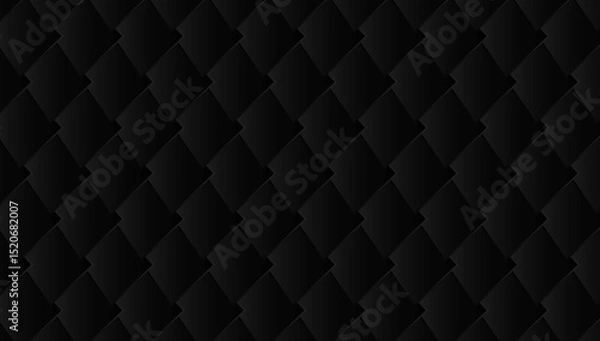 Fototapeta A dark background with a geometric pattern of overlapping squares creating a textured surface effect