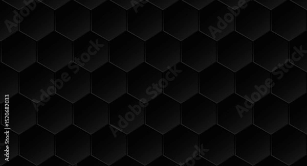 Fototapeta A seamless dark hexagon pattern with subtle shadows creating a textured and modern aesthetic look
