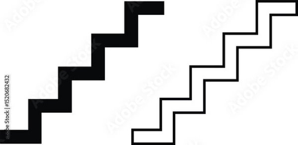 Fototapeta a simple black and white geometric stairs illustration Stairs icon set vector in two styles isolated on white background black and white background