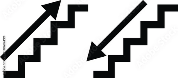 Fototapeta black arrow on a white background stairs steps climbing ascending descending architectural elements