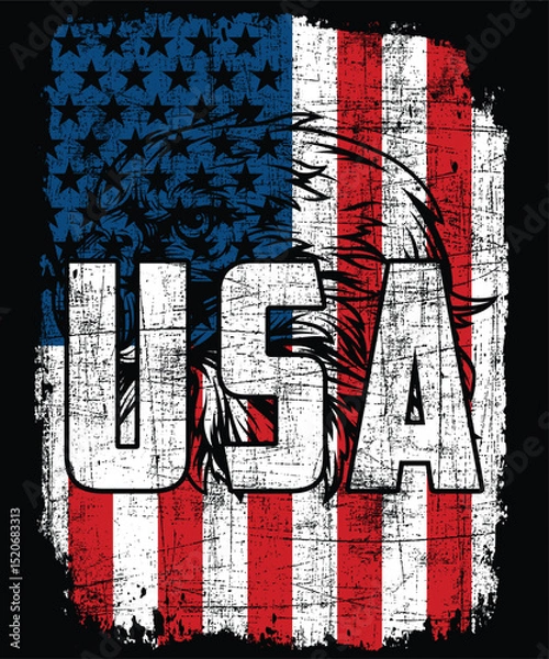 Fototapeta  Usa Happy 4th Of July shirt print template typography design for art
