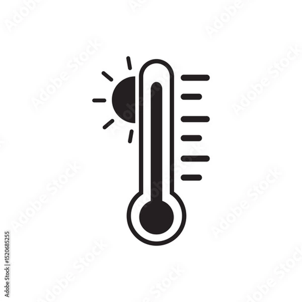 Fototapeta Thermometer heat stencil icon silhouette vector illustration. Thermometer icon. eps10