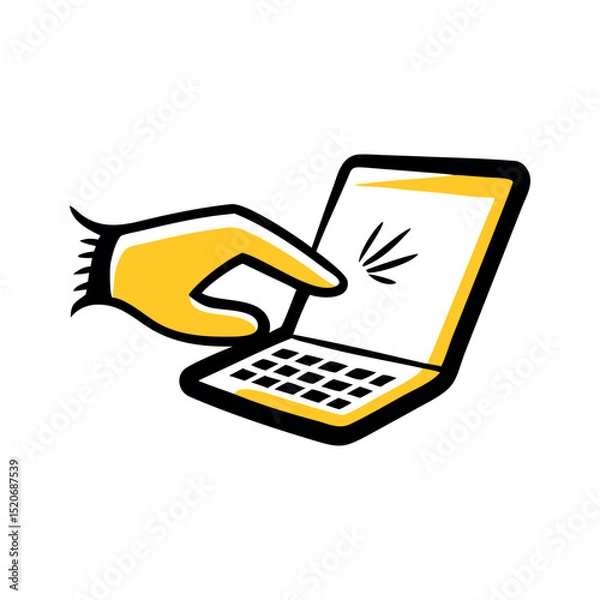 Obraz laptop with hands finger direction design