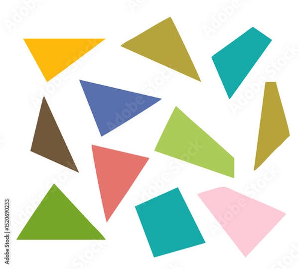 Fototapeta A retro black-and-white geometric pattern background featuring abstract line art of circles, triangles, and squares. This trendy set of Bauhaus-inspired, op-art vector backgrounds blends vintage style