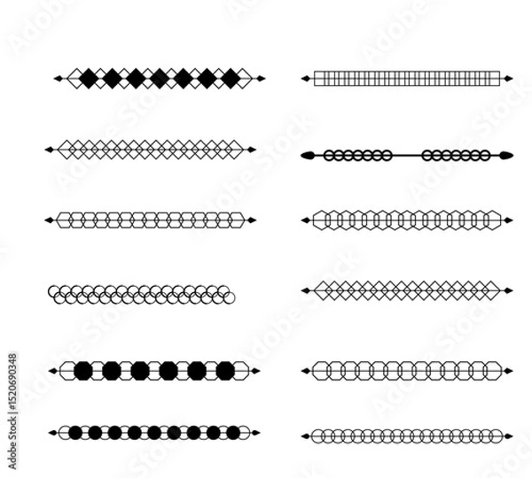 Obraz set of vector black and white borders