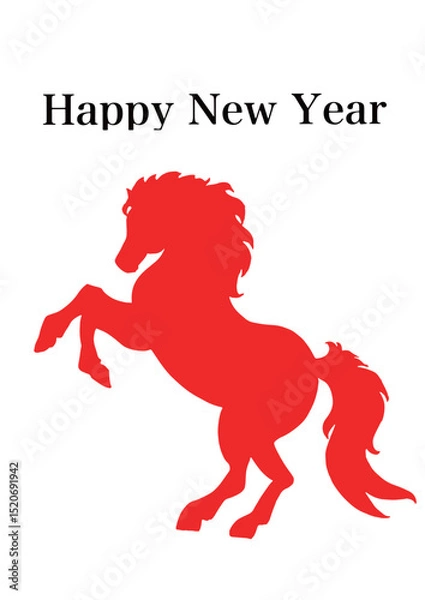 Fototapeta 赤い跳ね馬の年賀状素材