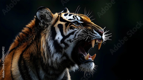 Obraz Close-up profile of a tiger roaring.