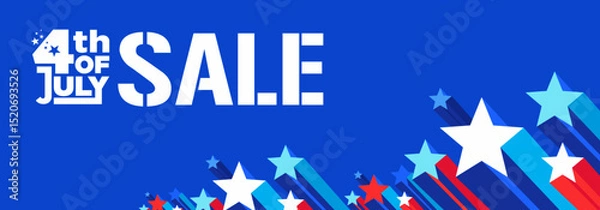 Fototapeta 4th of July Sale Banner Vector Border with Abstract 
Stars, USA Patriotic dark blue celebration festive 
background template design for 
Special Offer, Social Media, Web, Ads