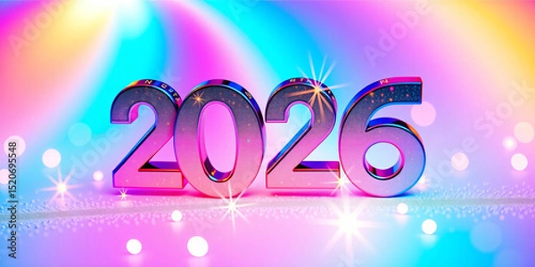 Fototapeta A Macro Photography Detail representation of happy new year with text '2026'. Theme: Elegant Luxury. Mood: playful and whimsical. Features glowing runes elements. Stock image...