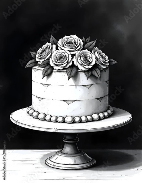 Obraz wedding cake with roses