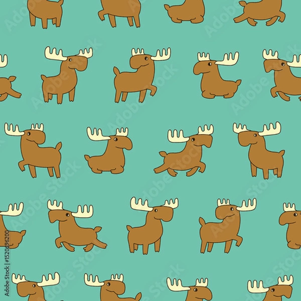 Obraz Vector Moose Pattern Illustration Seamless for Wallpaper Background Cover Packaging