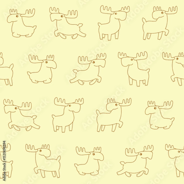 Obraz Outline Vector Moose Pattern Illustration Seamless for Wallpaper Background Cover Packaging