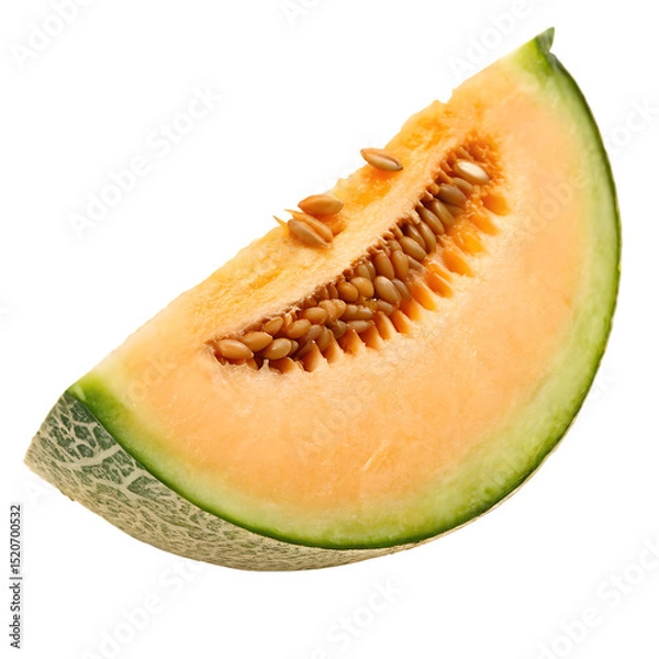 Fototapeta A cantaloupe wedge isolated on a transparent background

