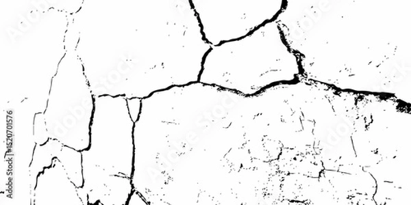 Fototapeta White cracked wall above brick wall with cracks and black spots creating textured and cracked surface with peeling and damaged texture