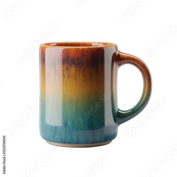 Fototapeta Ceramic coffee mug with gradient design isolated on transparent background