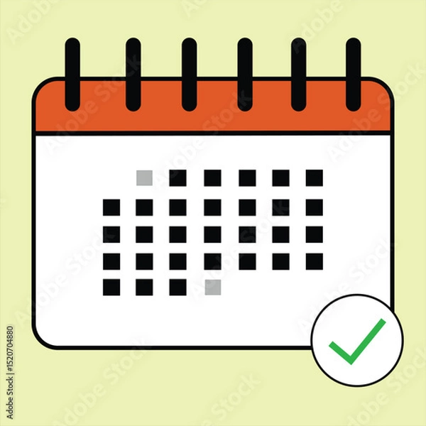 Fototapeta Colorful Calendar icon. Highlighted day on the calendar. Flat vector illustration for copy space.