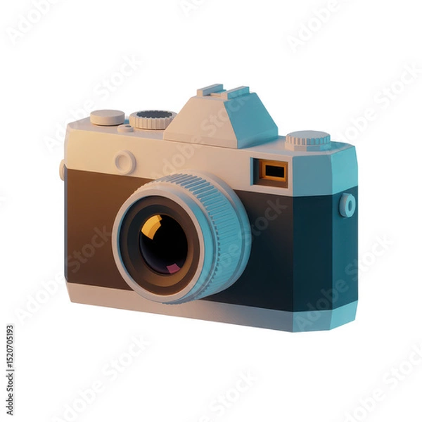Fototapeta Stylized 3d model of a camera isolated on transparent background
