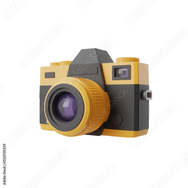 Fototapeta Yellow and black camera illustration isolated on transparent background