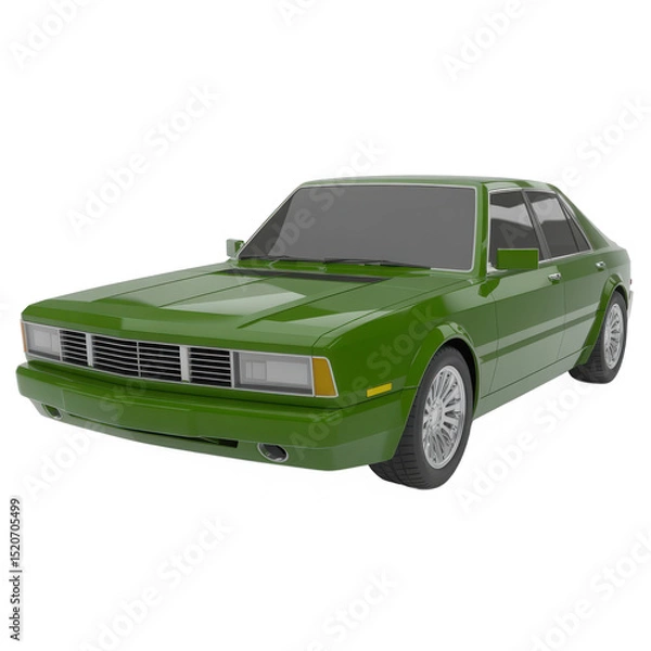 Fototapeta Green classic car image isolated on transparent background
