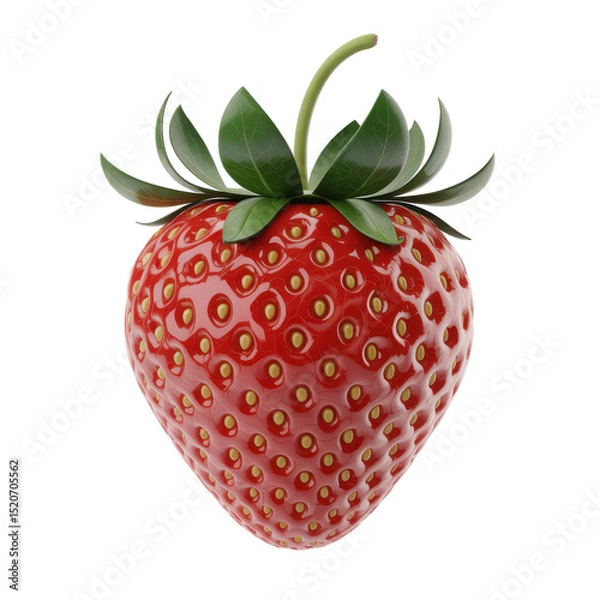 Fototapeta Single red strawberry isolated on transparent background