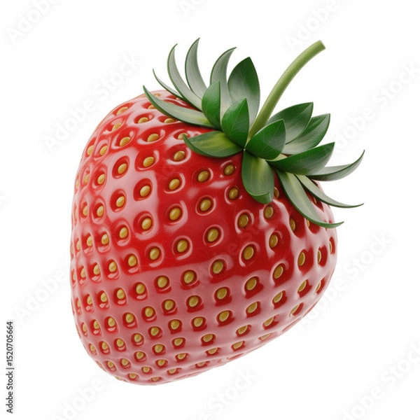 Fototapeta Single red strawberry isolated on transparent background