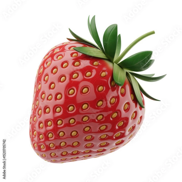 Fototapeta Realistic 3d render of a strawberry isolated on transparent background