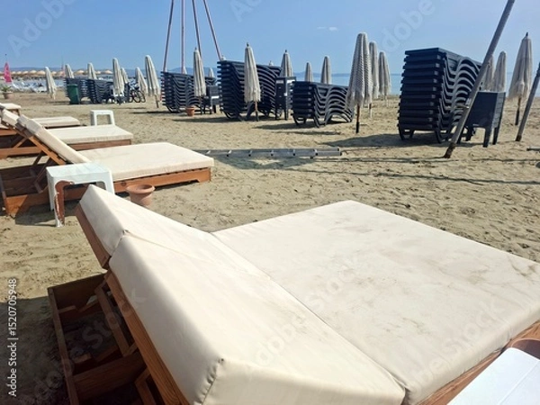 Obraz beach chairs and umbrellas