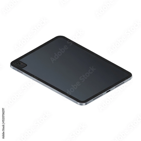Fototapeta Dark gray tablet computer isolated on transparent background
