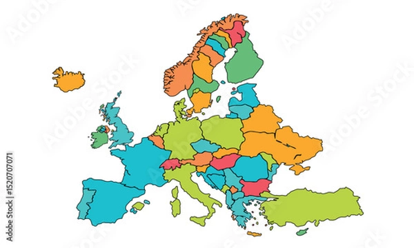 Fototapeta Europe map vector with country borders vector eps.10