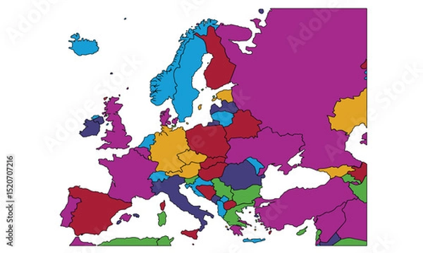 Fototapeta Europe map vector with country borders vector eps.10