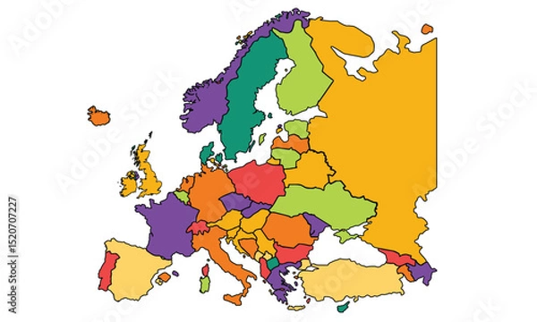 Fototapeta Europe map vector with country borders vector eps.10