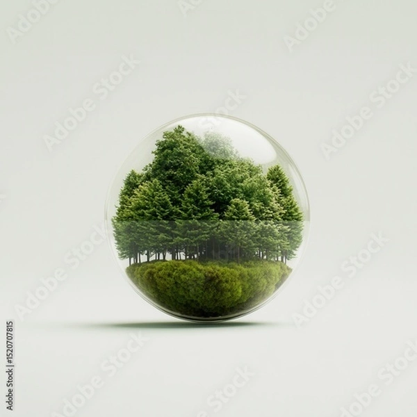Fototapeta nature conservation concept Miniature forest encapsulated in a glass sphere.
