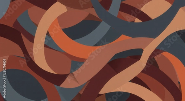 Fototapeta Abstract layered shapes in warm and cool tones